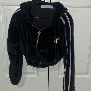 NWOT VELOUR RARE Y2K VELVET M CROP JACKET PLAYBOY DIAMOND EMBROIDERED